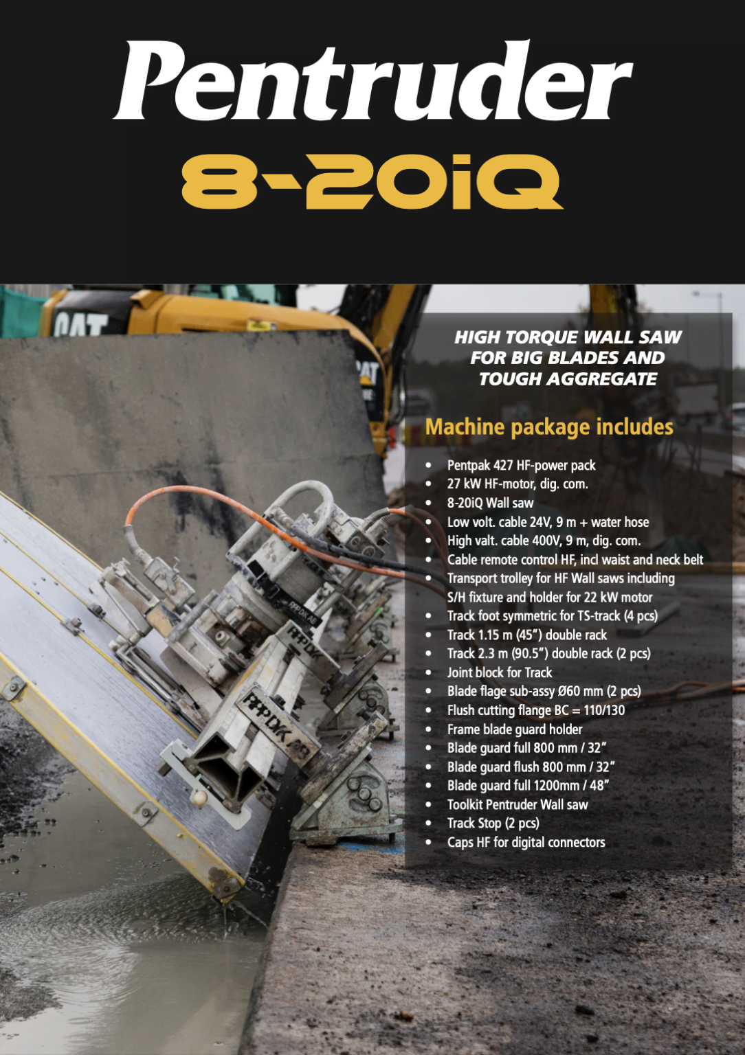 a product leaflet with the Pentruder 8-20iq wall saw